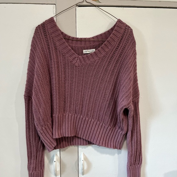 Aeropostale Sweaters - Aeropostale Mauve Cropped Loose Fit Knit Sweater – Women’s Medium